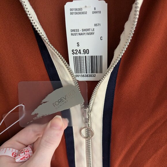 NWT Collared, Rust Skater Dress with zipper detail - S - Picture 8 of 8